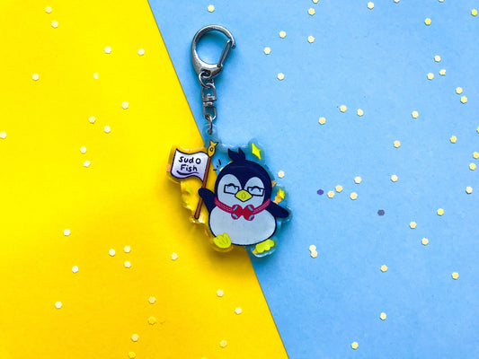 Linux Tux Penguin Acrylic Keychain