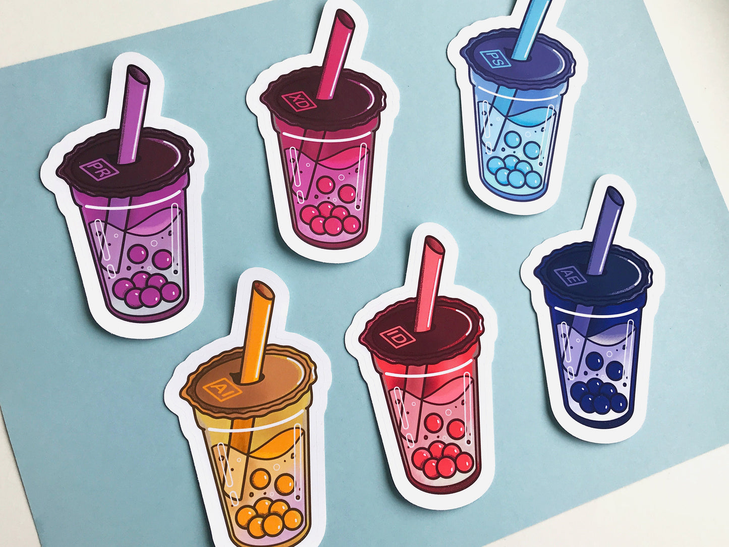 Graphic Design Bubble Tea Stickers