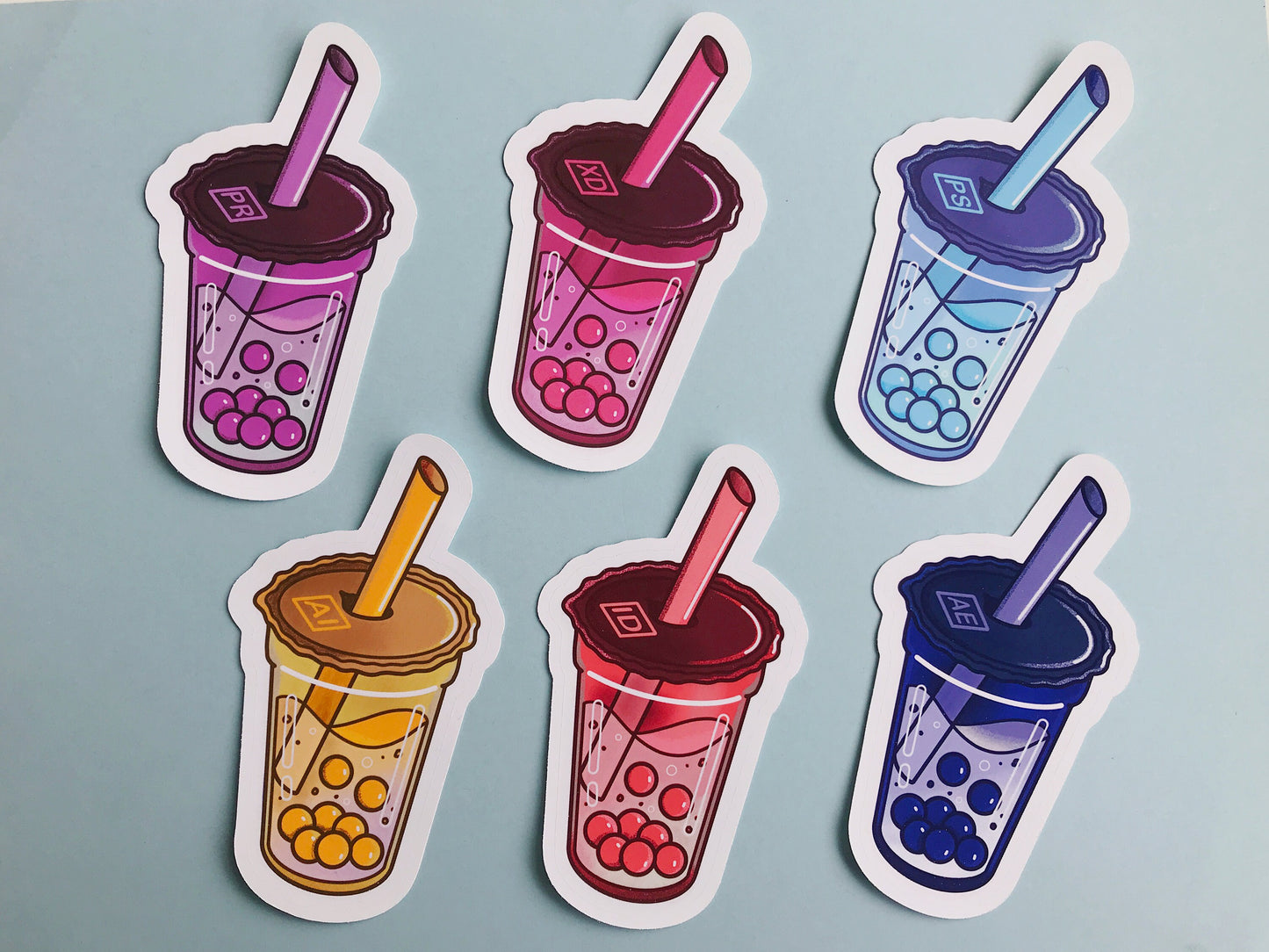 Graphic Design Bubble Tea Stickers