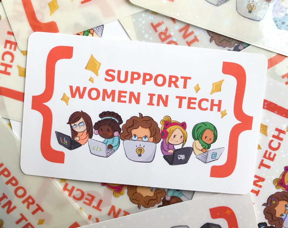 Support Women in Tech Laptop Sticker