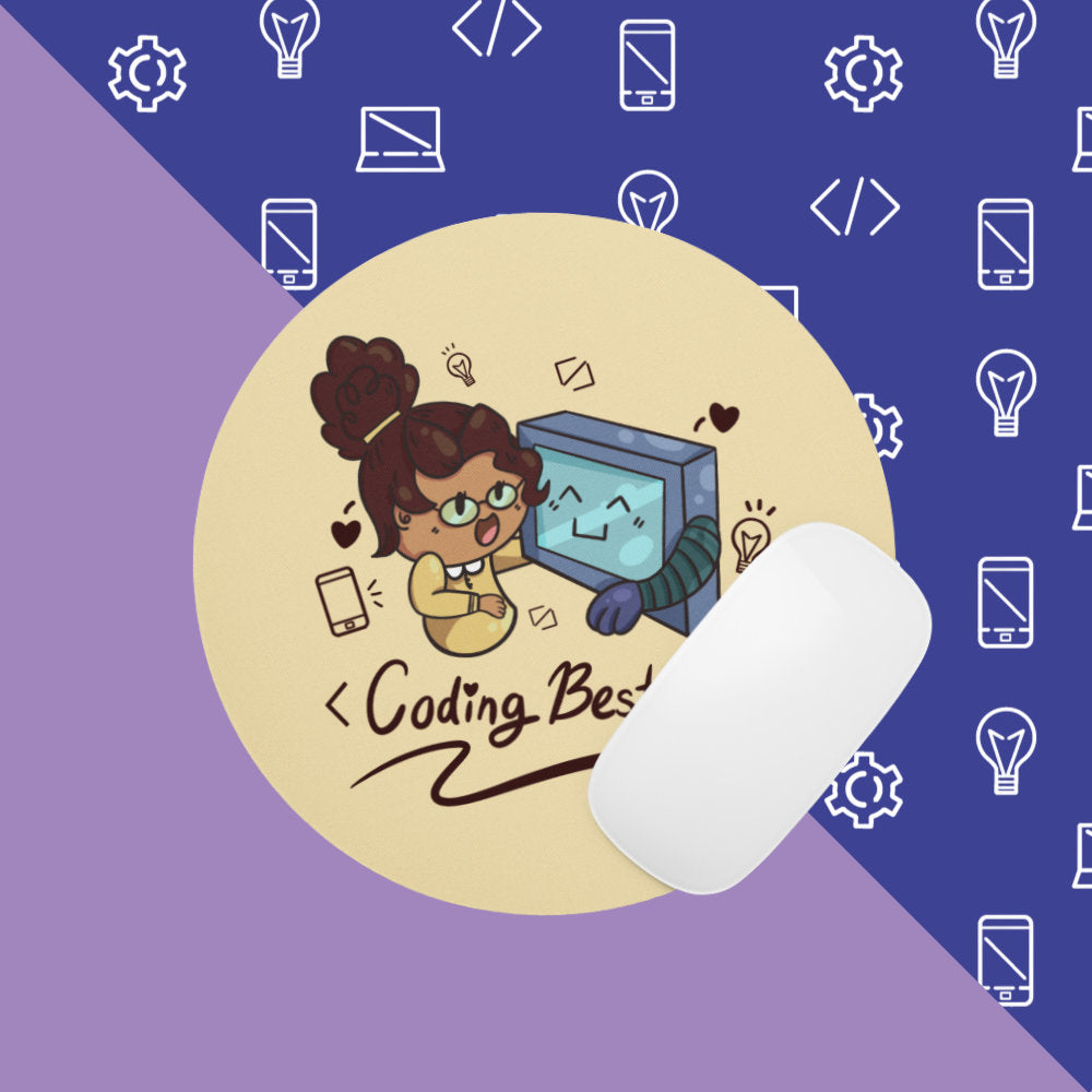 Coding Besties Round Mouse pad | STEM & Tech desk accessories