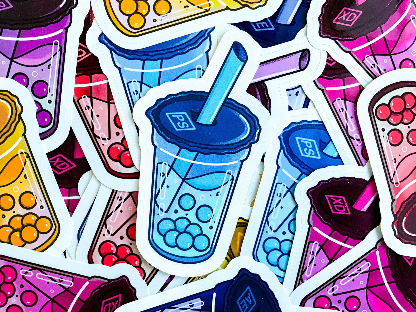 Graphic Design Bubble Tea Stickers